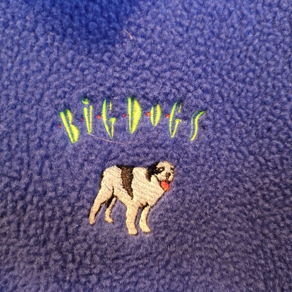 Retro Big Dogs Reversible Fleece Puffer Coat Neon Lime Green Polka Dot Dk Blue - Picture 5 of 16